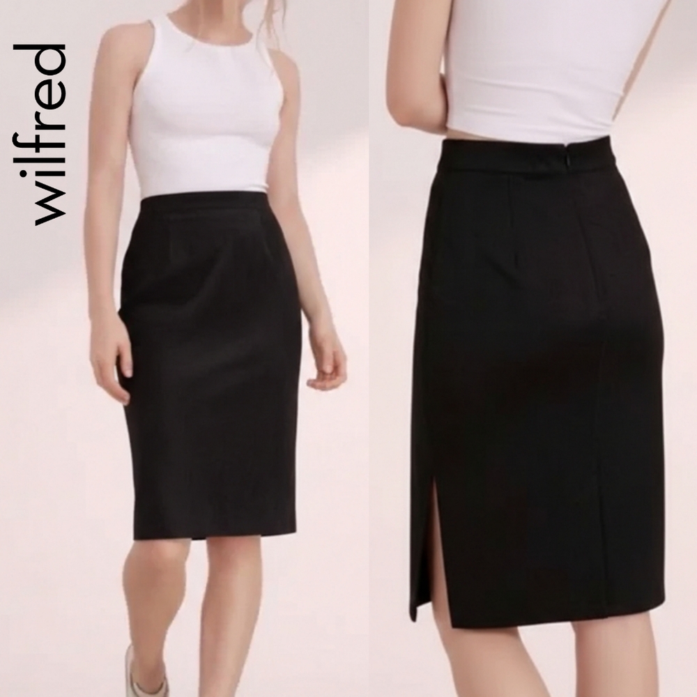 NWOT Aritzia Wilfred Free Lis Black Vegan Suede Pencil Skirt, Sz 0